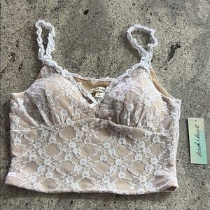 Derek Heart Nude and White Lace Top